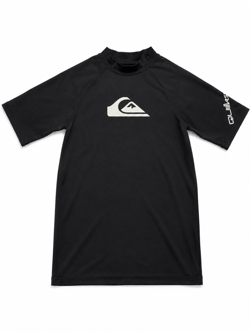 Boys XL Quiksilver Black Short-Sleeve Logo Rash Guard